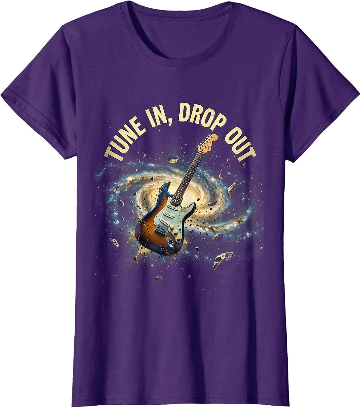 Women's Tune In Drop Out Grunge Counterculture Design T-Shirt - Purple
