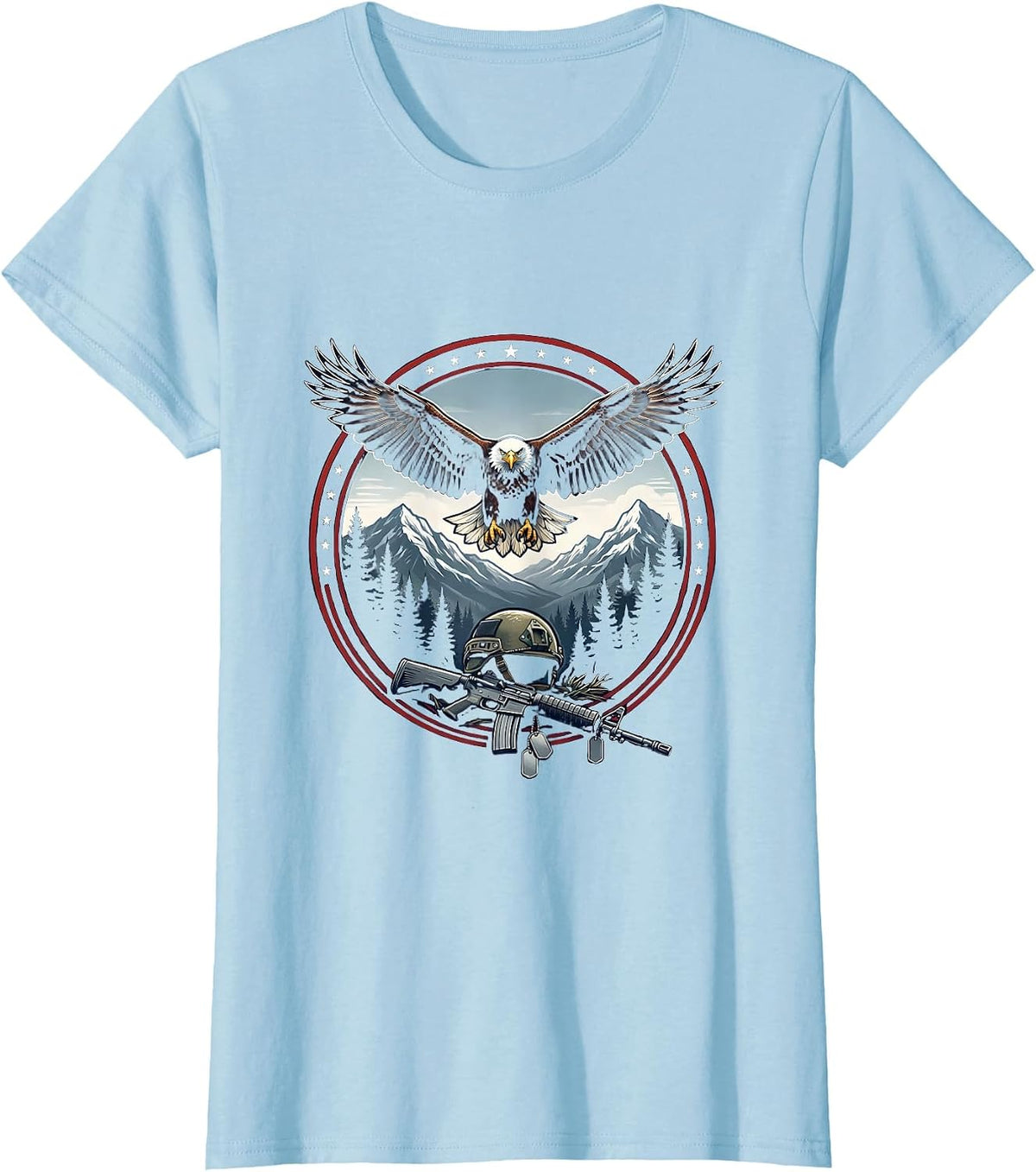 Land of the Free Home of the Brave Memorial Graphic T-Shirt - Baby Blue