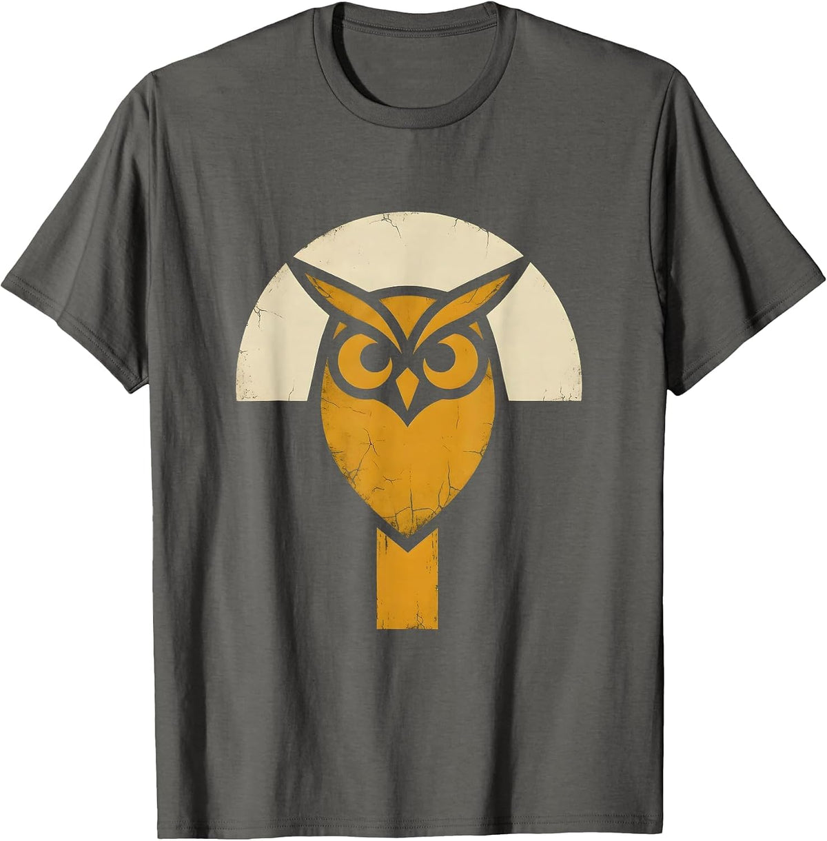 Texas Barn Owl on Fence Post Illustration T-Shirt - Asphalt Grey