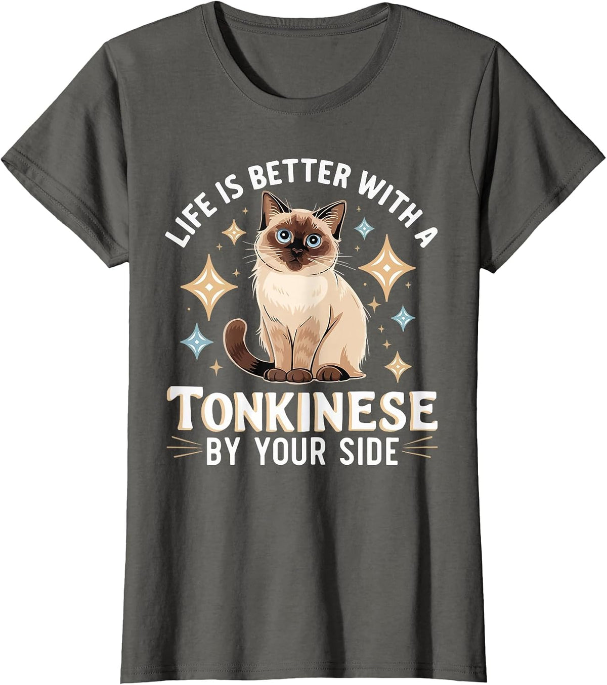 Tonkinese Cat Lover Kitten Meow Animal Cat Lady Pet Kitty T-Shirt - Asphalt Grey