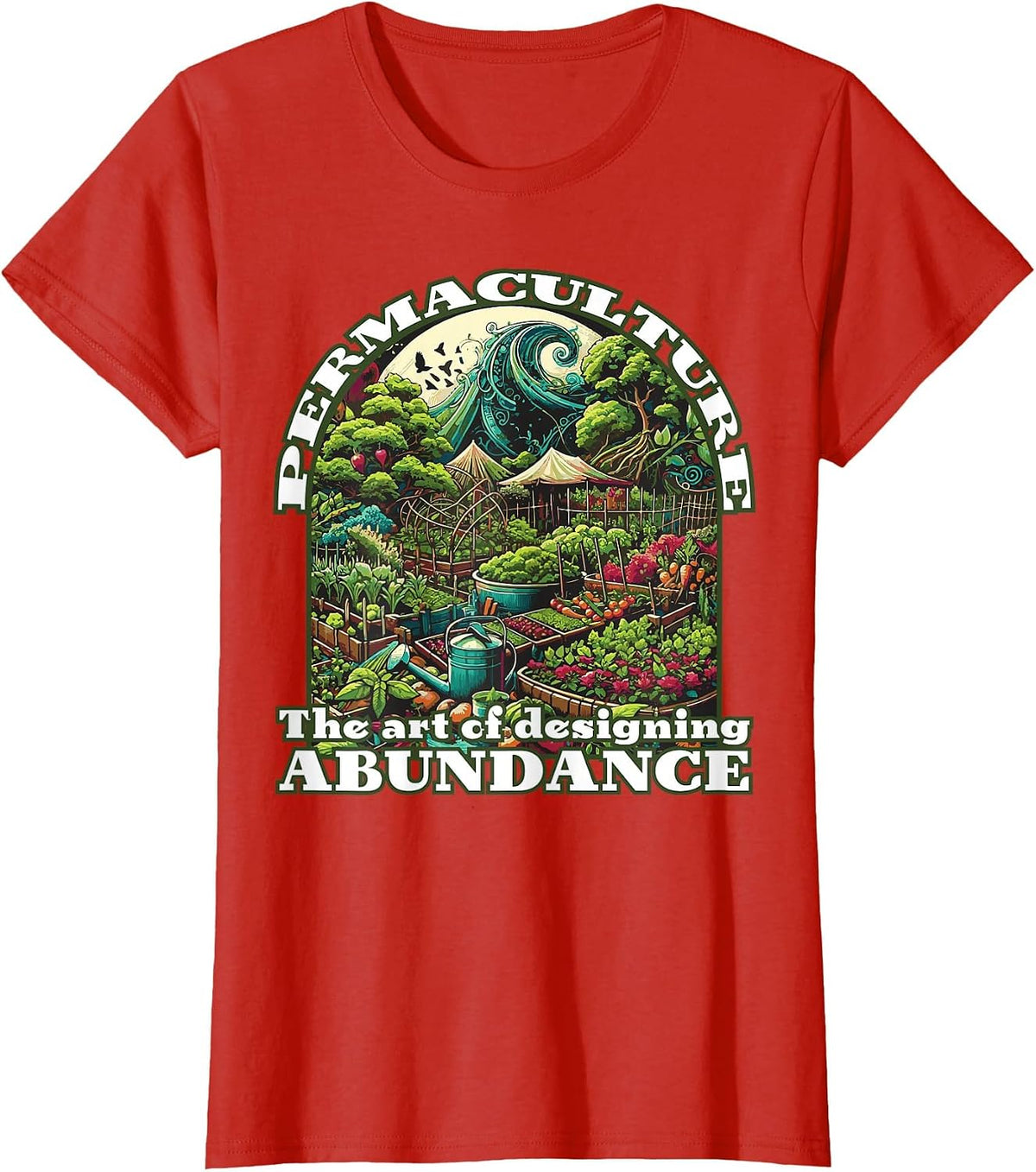 Permaculture Garden Food Forest Design T-Shirt - Red