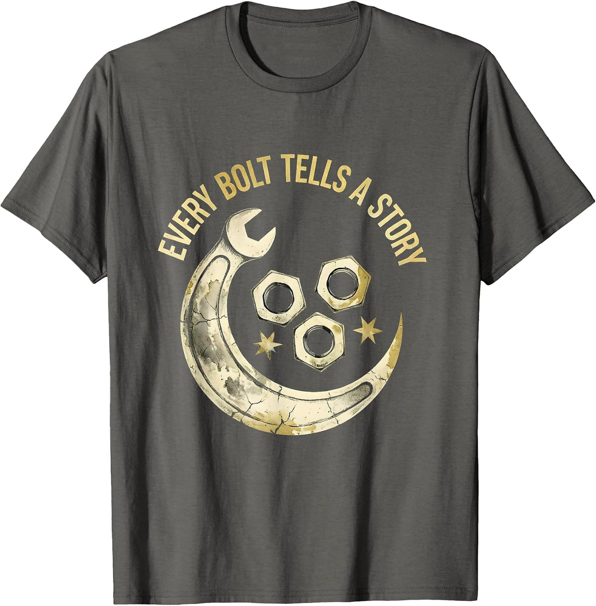 Every Bolt Tells A Story Mechanic Men Design T-Shirt - Asphalt Grey