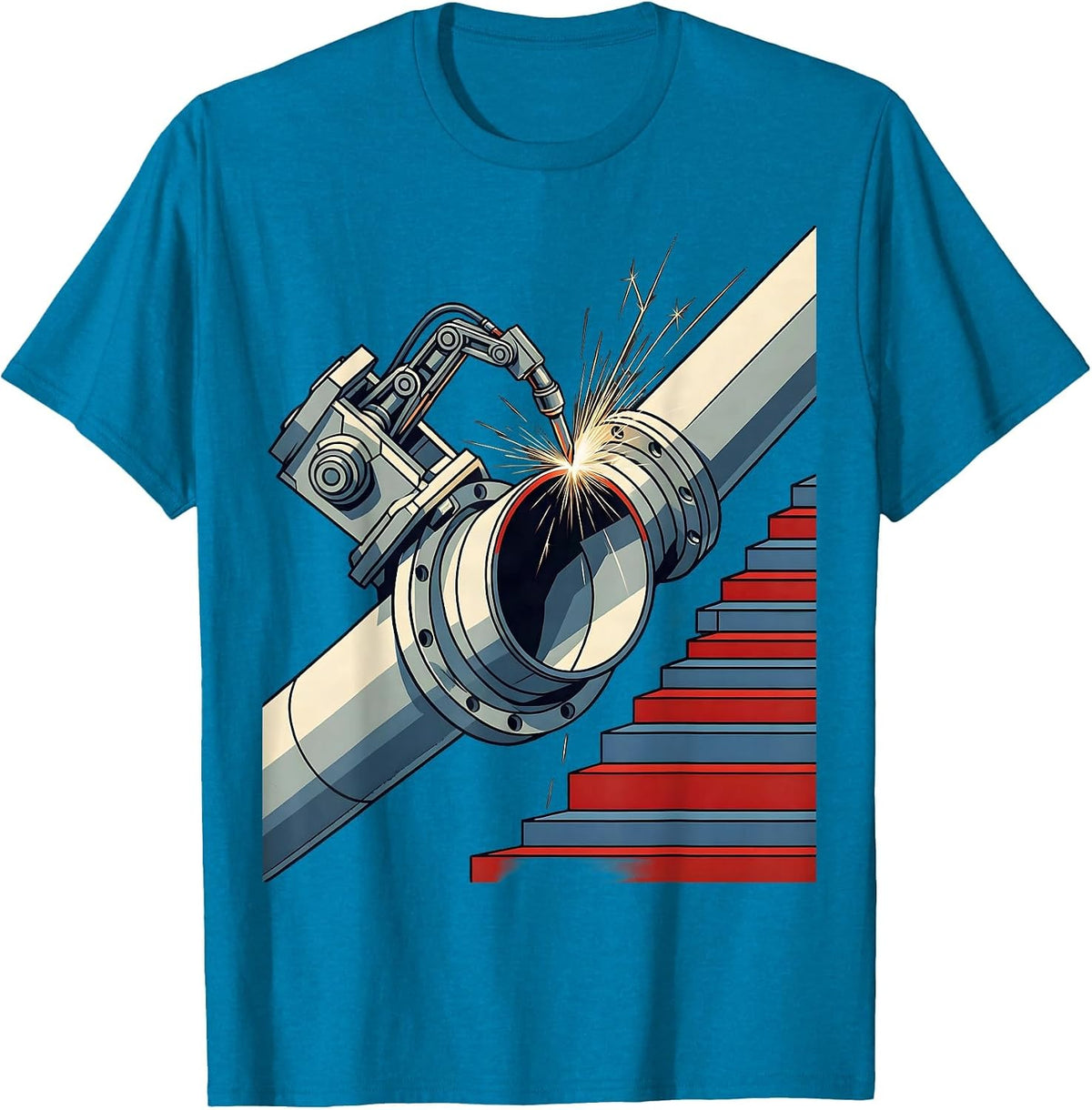 Pipe Welding Rotator Constructivist Poster Patriotic T-Shirt - Sapphire Blue