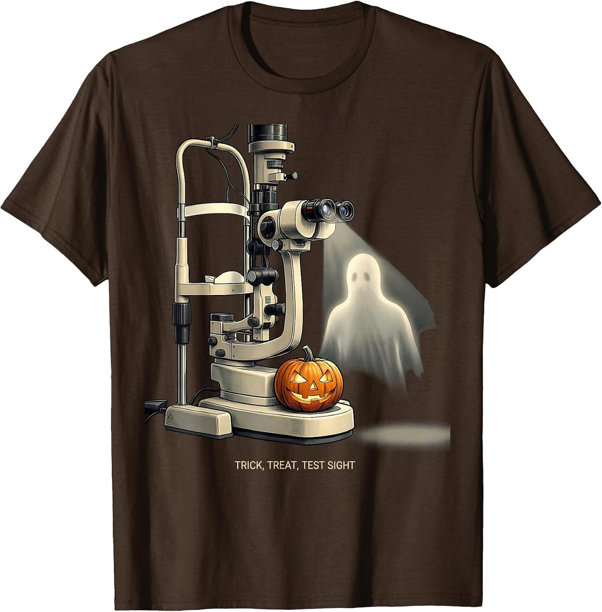 Trick Treat Test Sight Funny Optometrist Halloween Eye T-Shirt - Brown