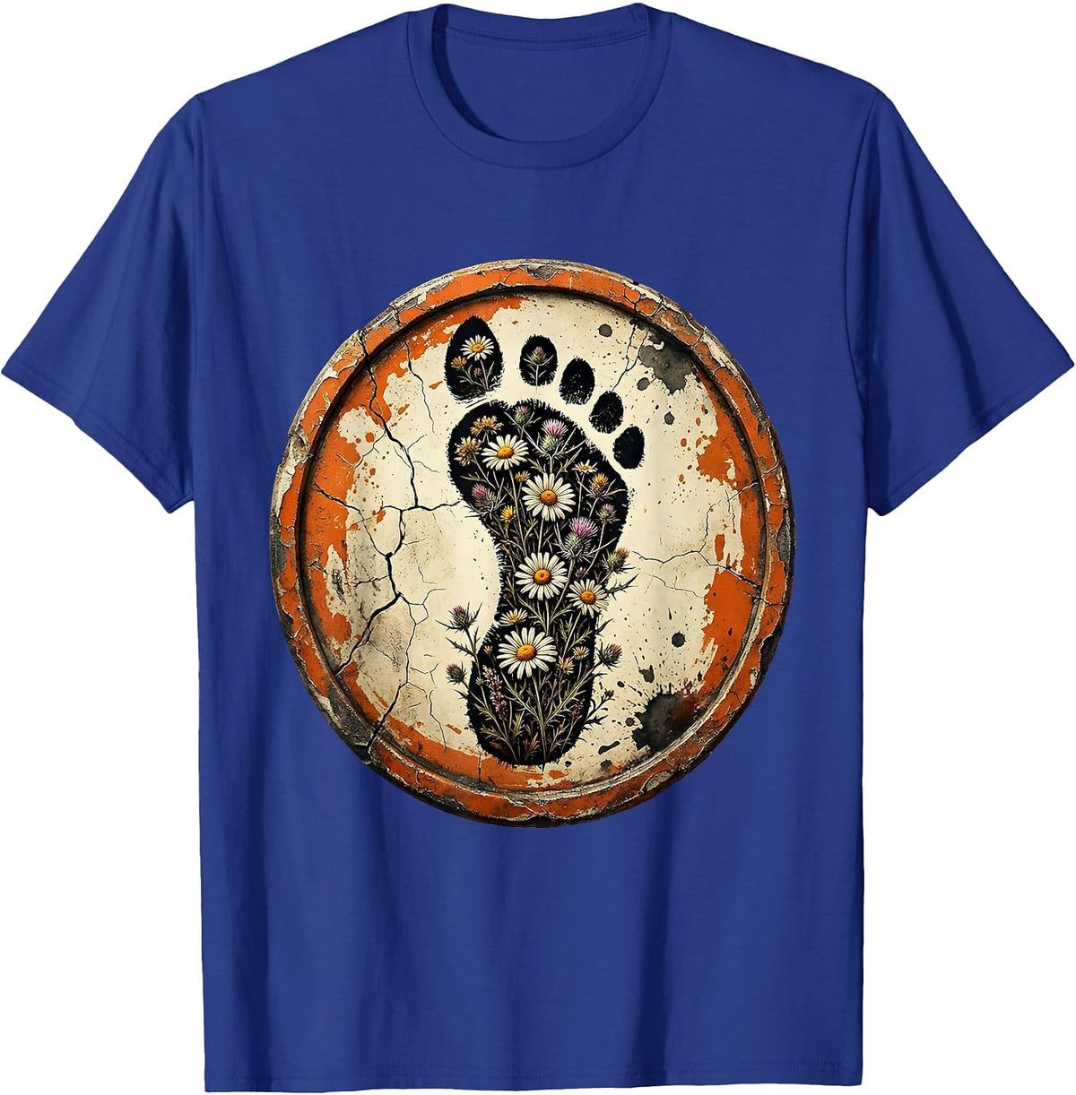 Horse Hoof Print Wildflower Floral Nature Design T-Shirt - Royal Blue