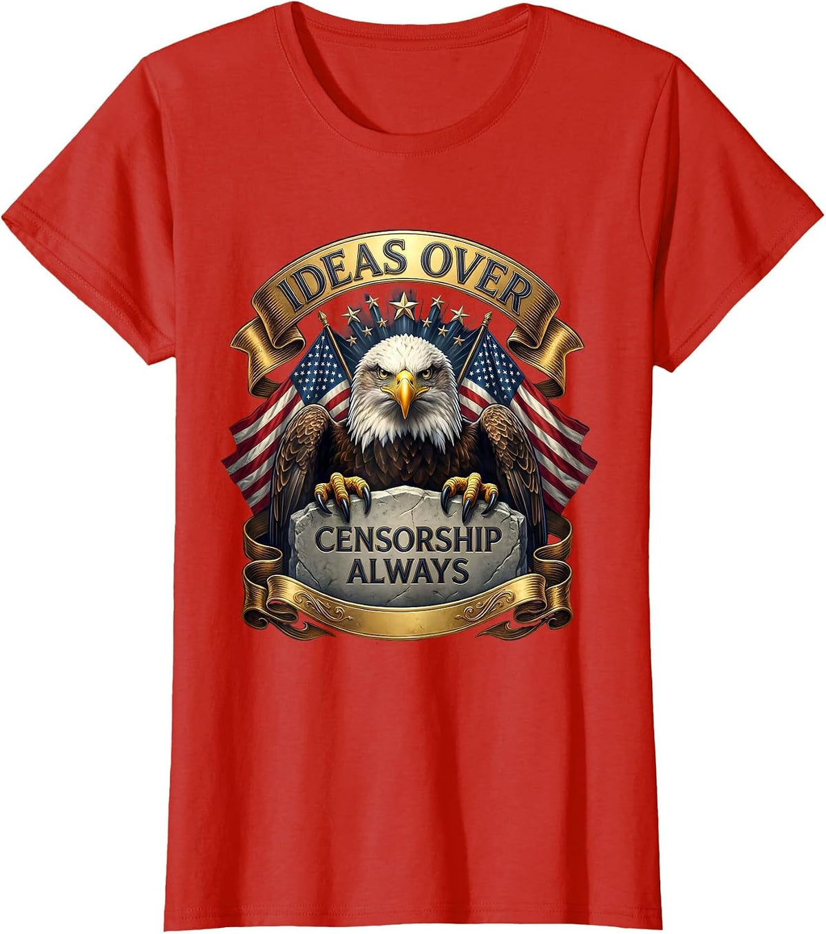 Women's Ideas Over Censorship Always Free Speech Design T-Shirt - Red