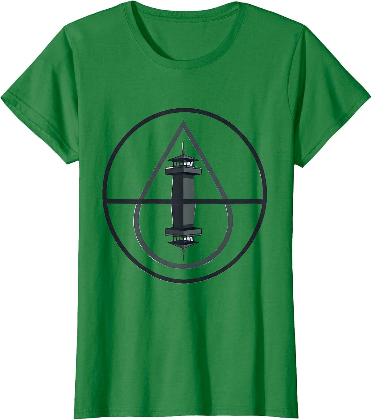 Watchtower Teardrop Big Brother Surveillance Art T-Shirt - Kelly Green