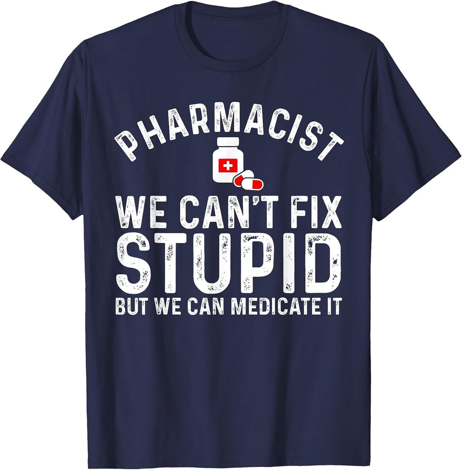 Funny Pharmacy Design for Pharmacist Men Women Pharmacy Tech T-Shirt - Navy Blue