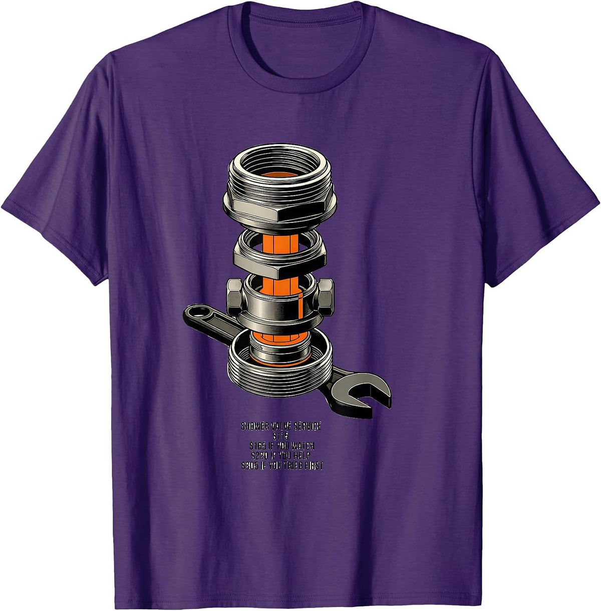 Shower Valve Service Funny Plumber Price Breakdown T-Shirt - Purple