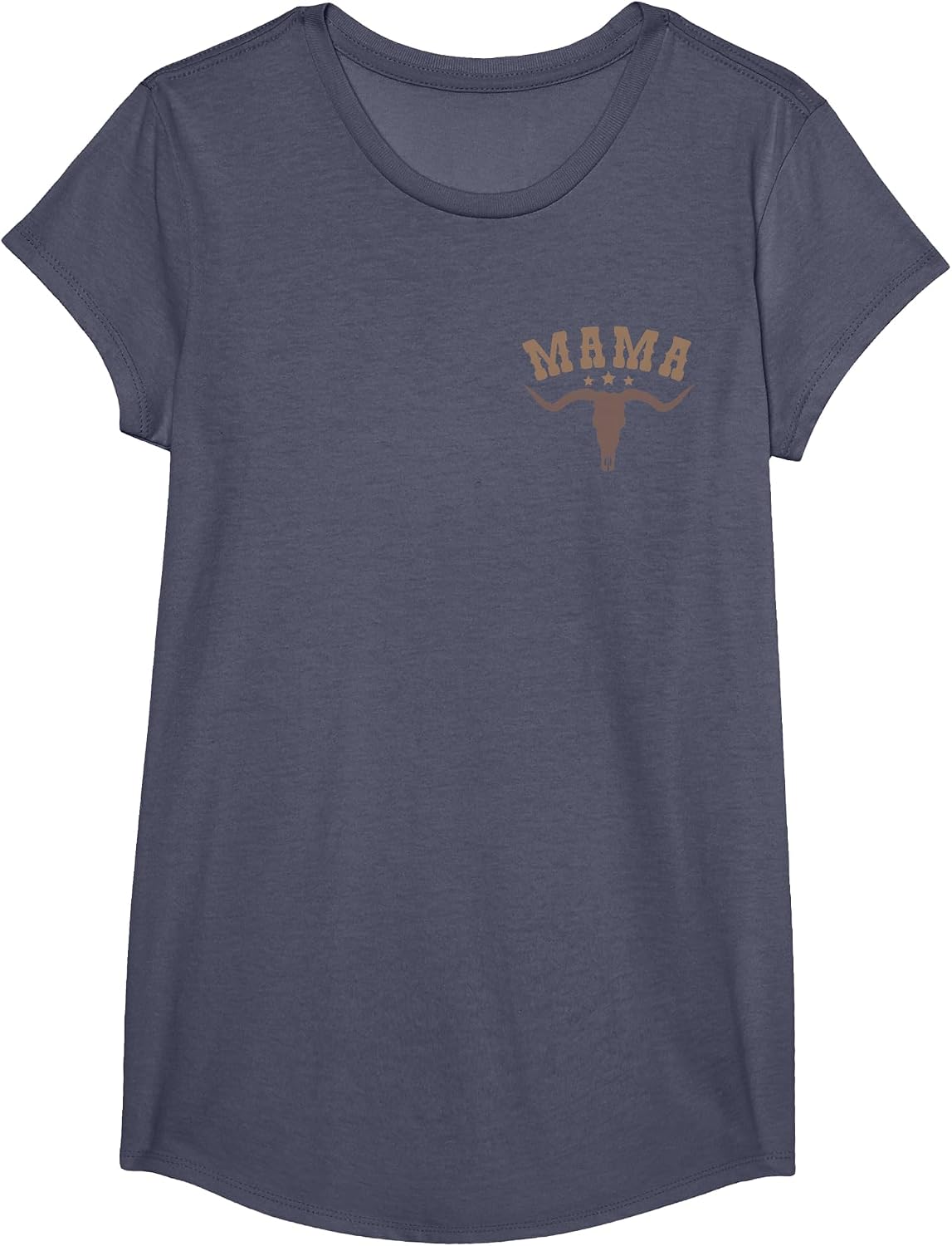 Mama Skull Highland Cow Boy Western Rodeo Family Matching T-Shirt, Girls, Heather Blue, Large - As Pictured