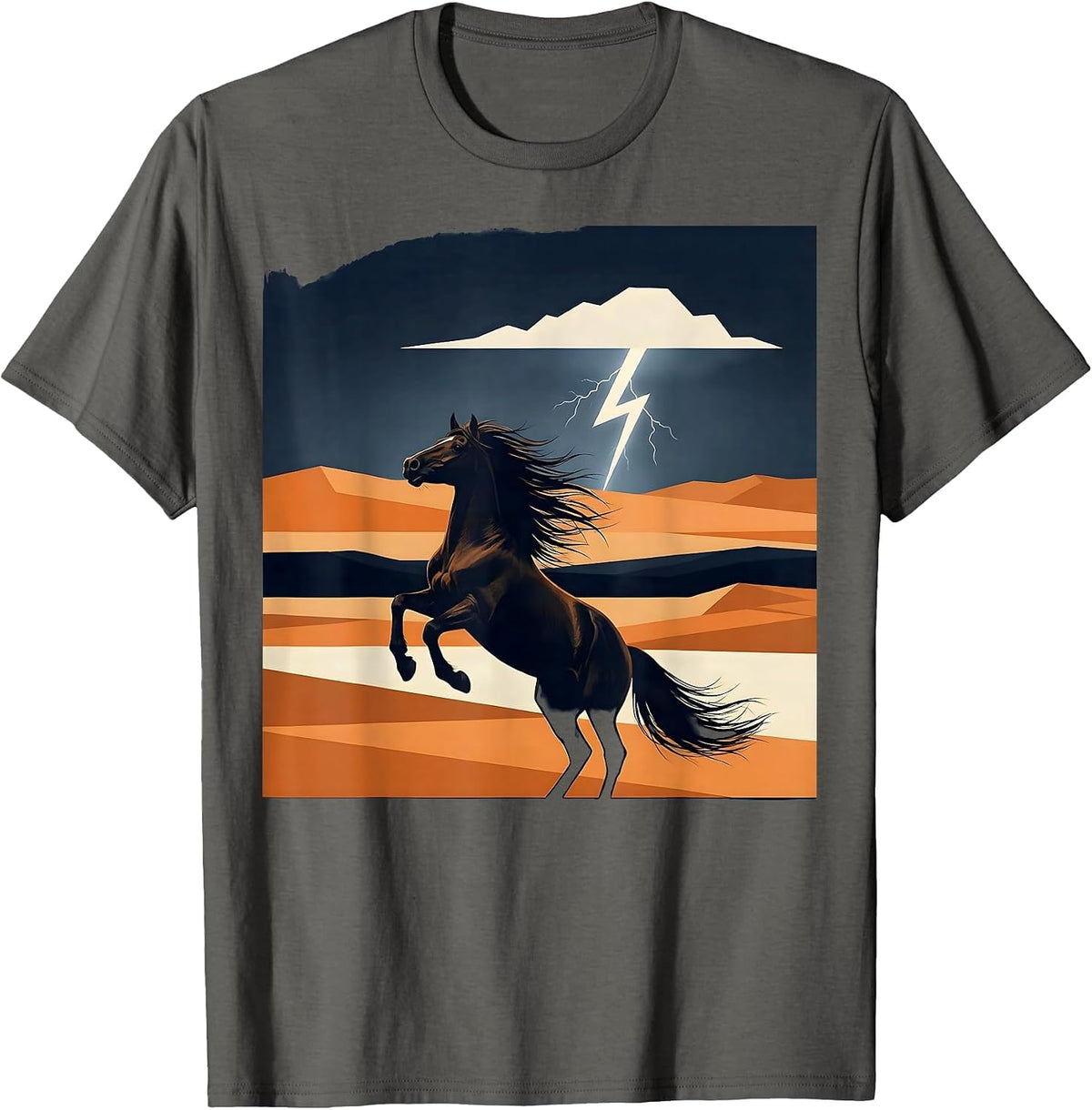 Wild Horse Lightning Storm Western Graphic T-Shirt - Asphalt Grey