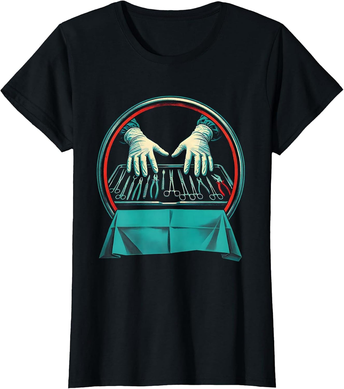 Women's Surgical Tech Hands Badge OR Scrub Tech Pride T-Shirt - Black