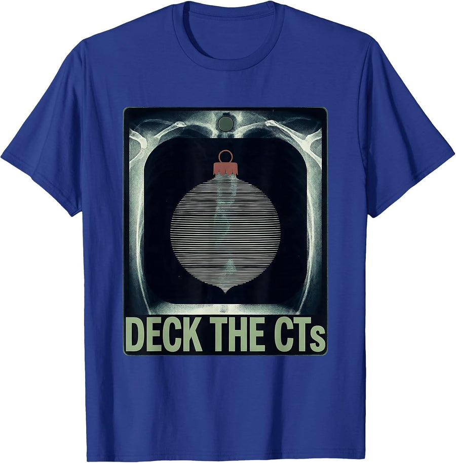Deck The CTs Funny Radiology Tech Christmas Humor T-Shirt - Royal Blue