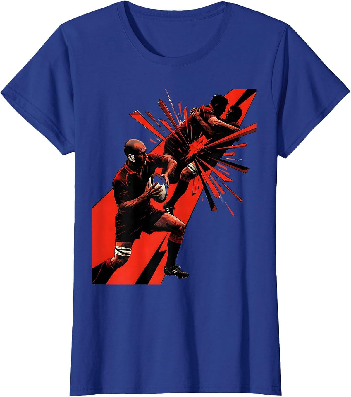 Women's Rugby Breakdown Constructivist Poster Player Humor T-Shirt - Royal Blue