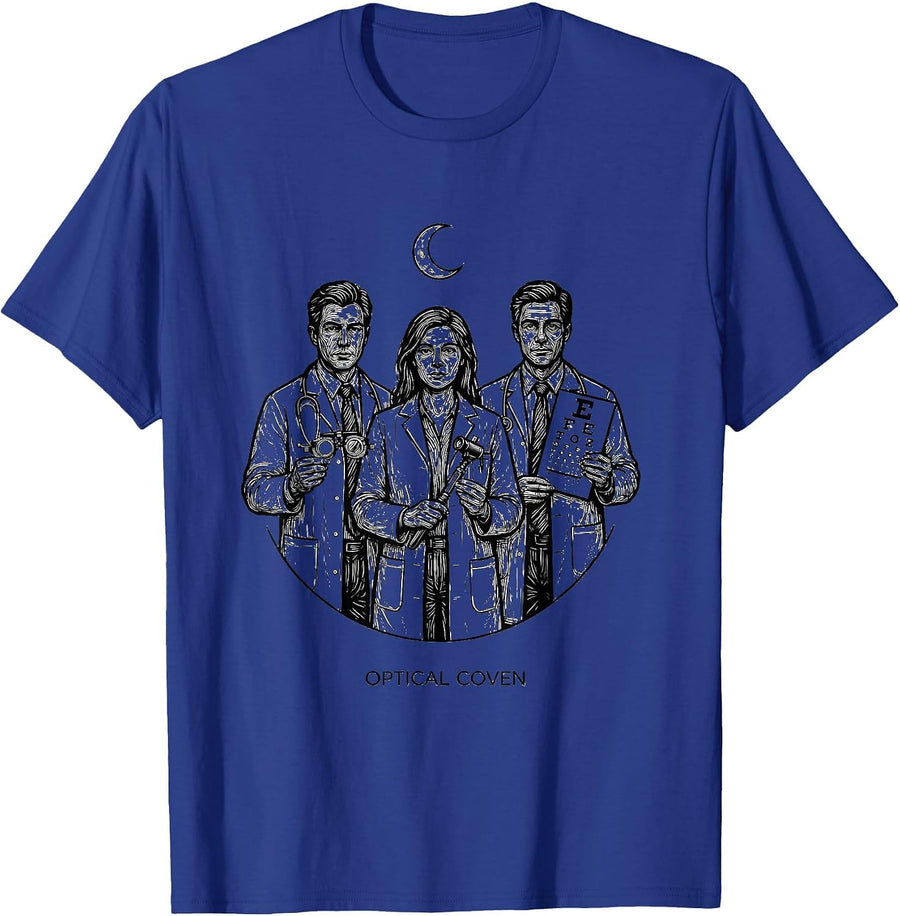 Optical Coven Line Art Halloween Optometrist Eye Doctor T-Shirt - Royal Blue