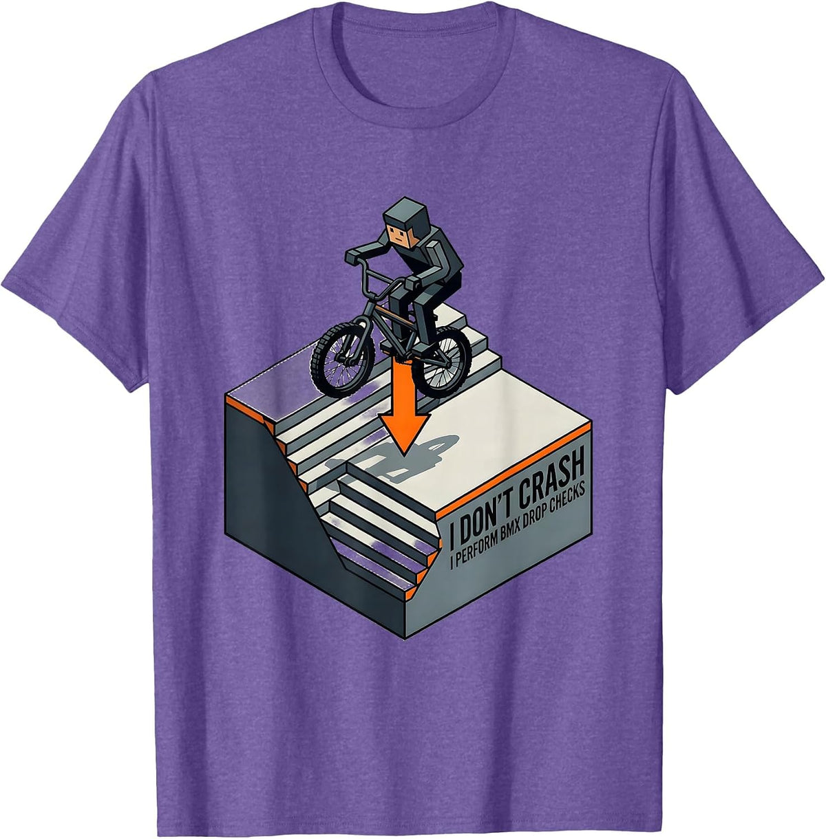 Men's I Don't Crash I Perform BMX Drop Checks BMX T-Shirt - Purple Heather