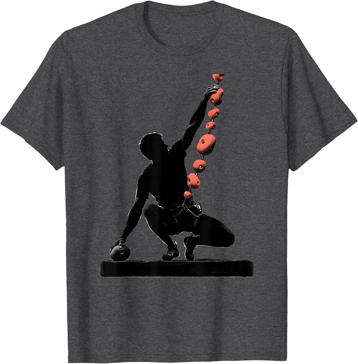 Climber Silhouette Bouldering Humor Rock Climbing Gift T-Shirt - Dark Heather Grey