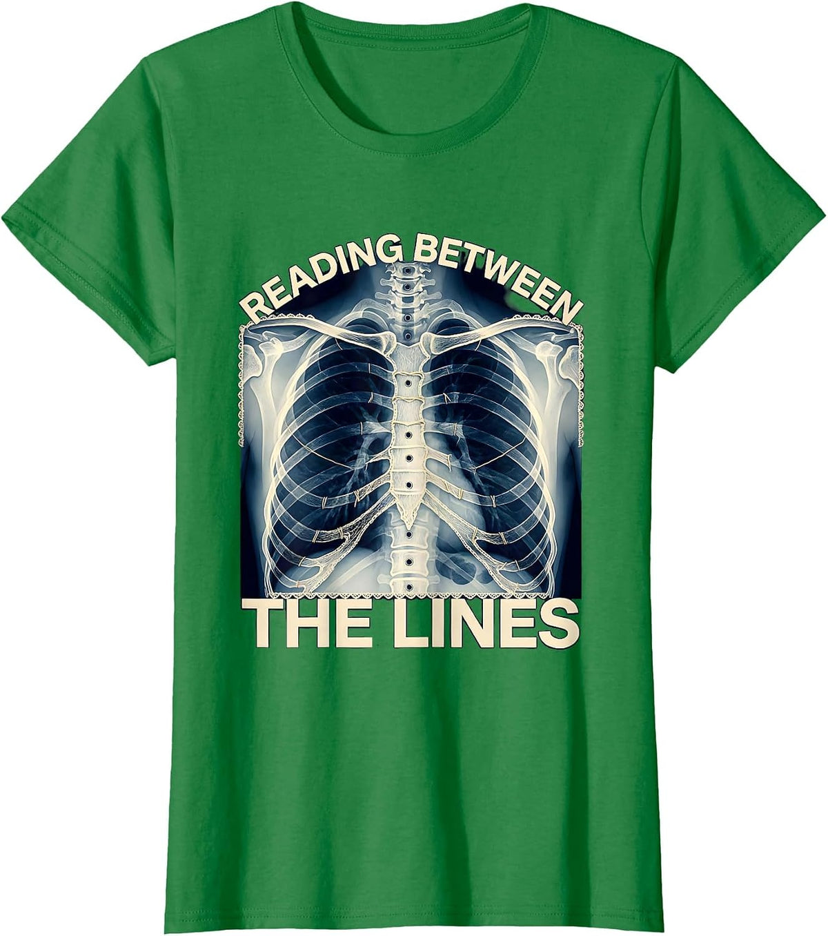 Reading Between the Lines Radiology Design T-Shirt - Kelly Green