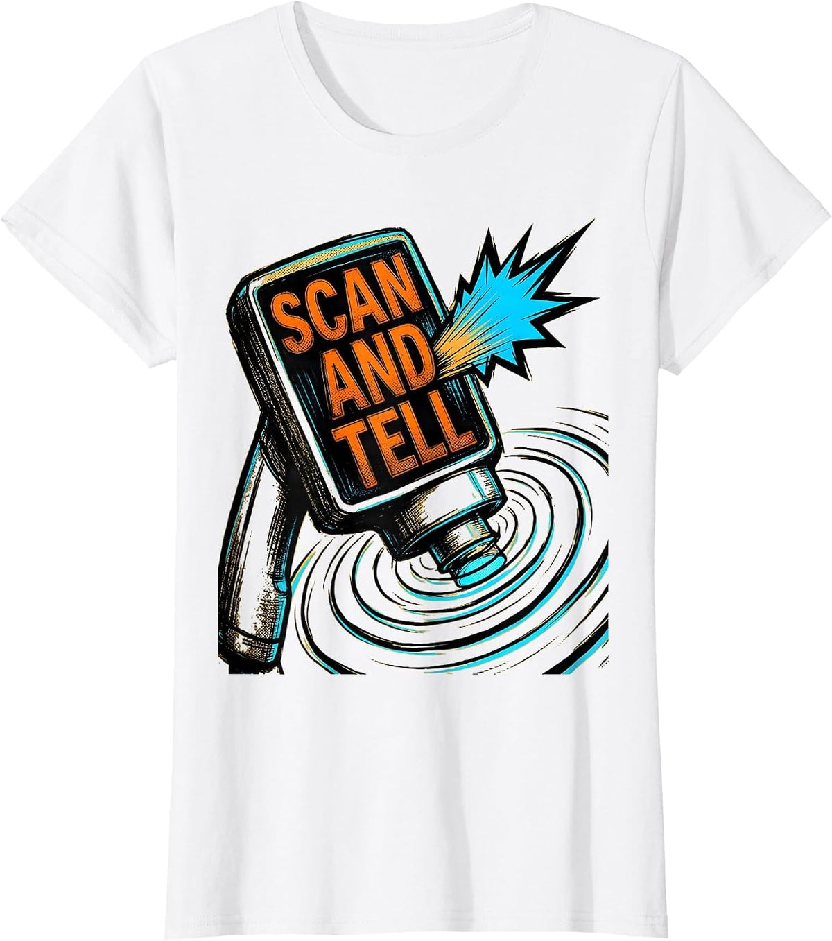 Women's Scan And Tell Comic Book Sonographer Ultrasound Tech Humor T-Shirt - White