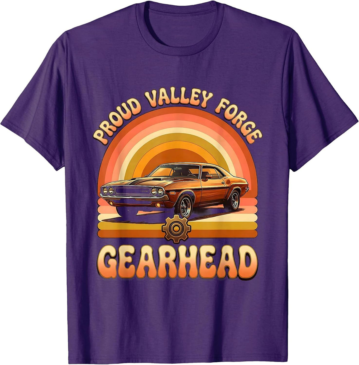 Men's Proud Valley Forge Gearhead Automotive Design T-Shirt - Purple