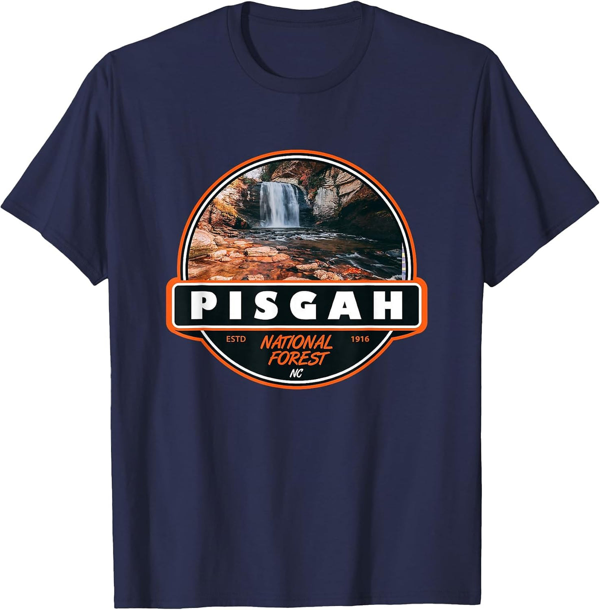 Pisgah National Forest North Carolina Badge T-Shirt - Navy Blue