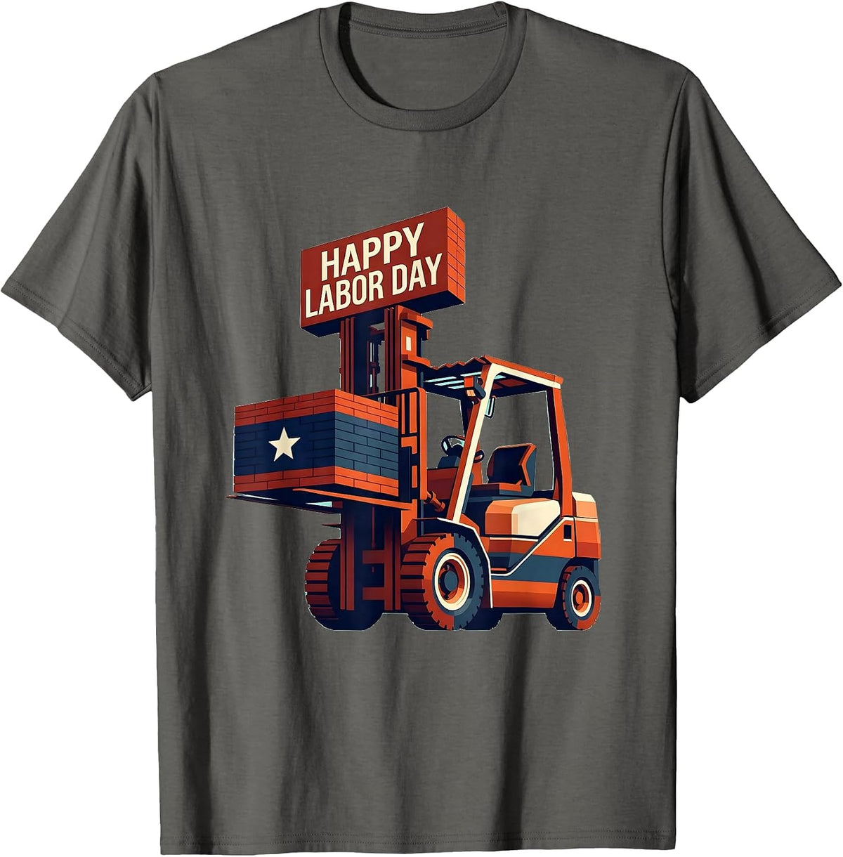 Men's Happy Labor Day Midcentury Modern Patriotic Union Worker T-Shirt - Asphalt Grey