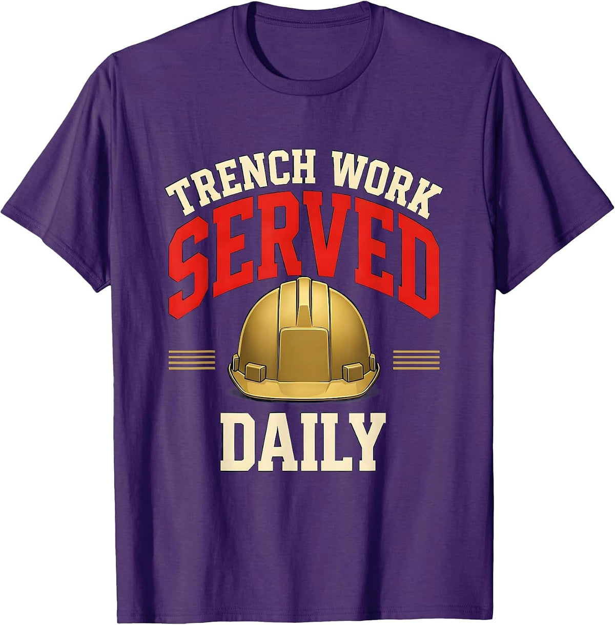 Trench Work Served Daily Funny Football Lineman Game Day T-Shirt - Purple