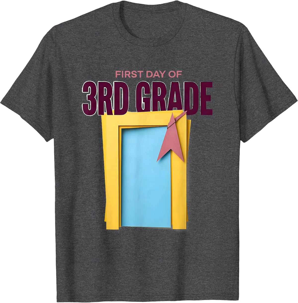 First Day Of 3rd Grade Cute Girly Coquette Bow Back T-Shirt - Dark Heather Grey