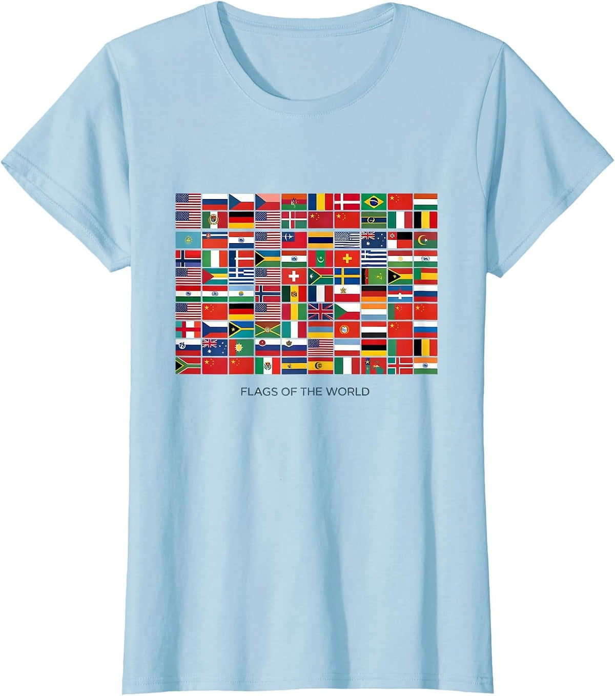Women's Flags Of The World Geography Lover International Culture T-Shirt - Baby Blue