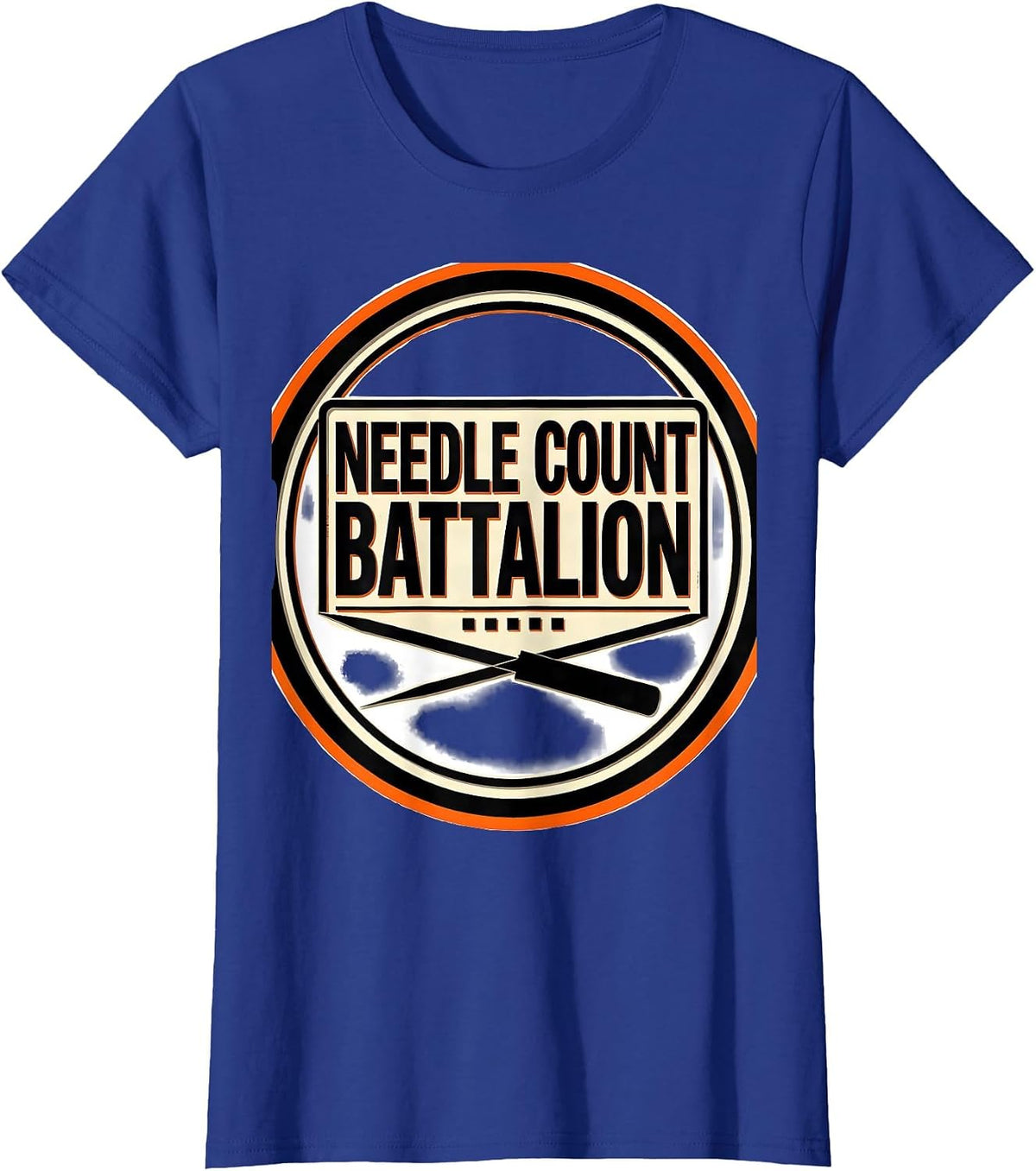 Women's Needle Count Battalion Stencil Graphic Surgical Tech T-Shirt - Royal Blue