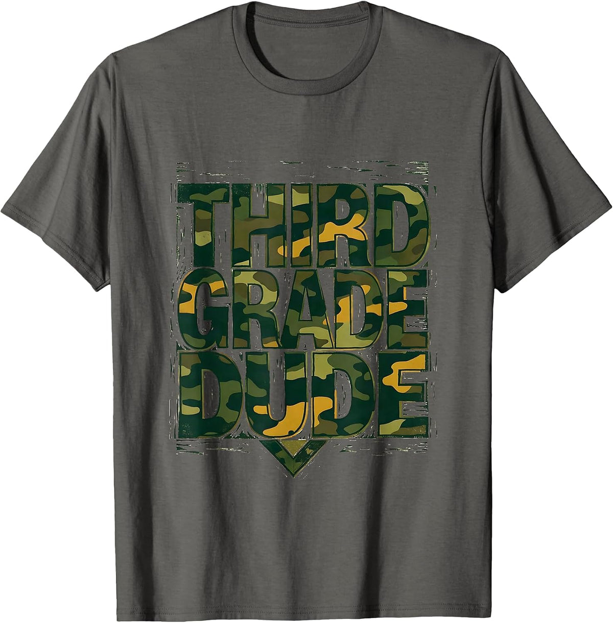 Third Grade Dude Camo Back To School Boys Teacher T-Shirt - Asphalt Grey