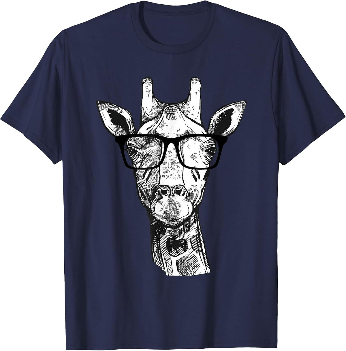 Giraffe Sunglasses - Zoo Animal Lovers Safari Giraffes T-Shirt - Navy Blue