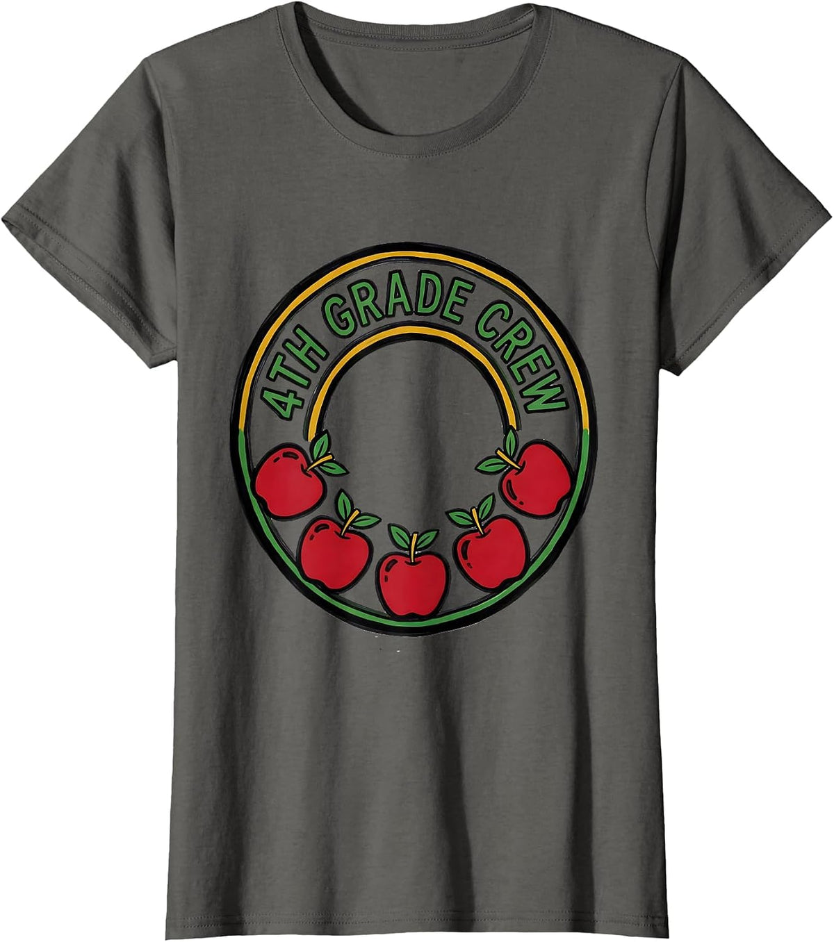 Women's 4th Grade Crew Funny Teacher Back To School Crew T-Shirt - Asphalt Grey