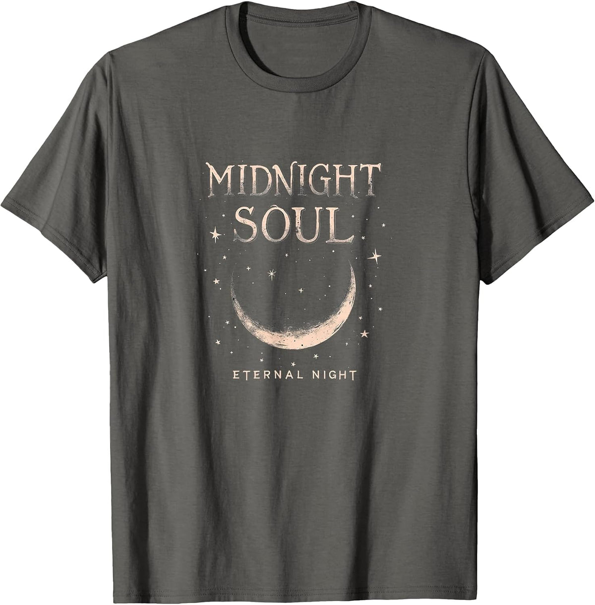 Midnight Soul Eternal Night Emo Gothic Design T-Shirt - Asphalt Grey