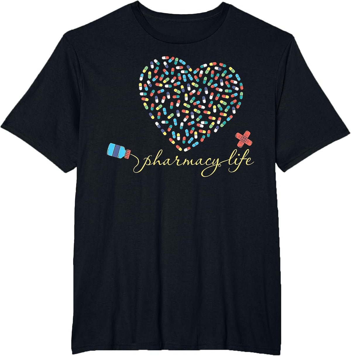 Pharmacist Life Pharmaceutical Heart Pharmacy Technician T-Shirt - Black