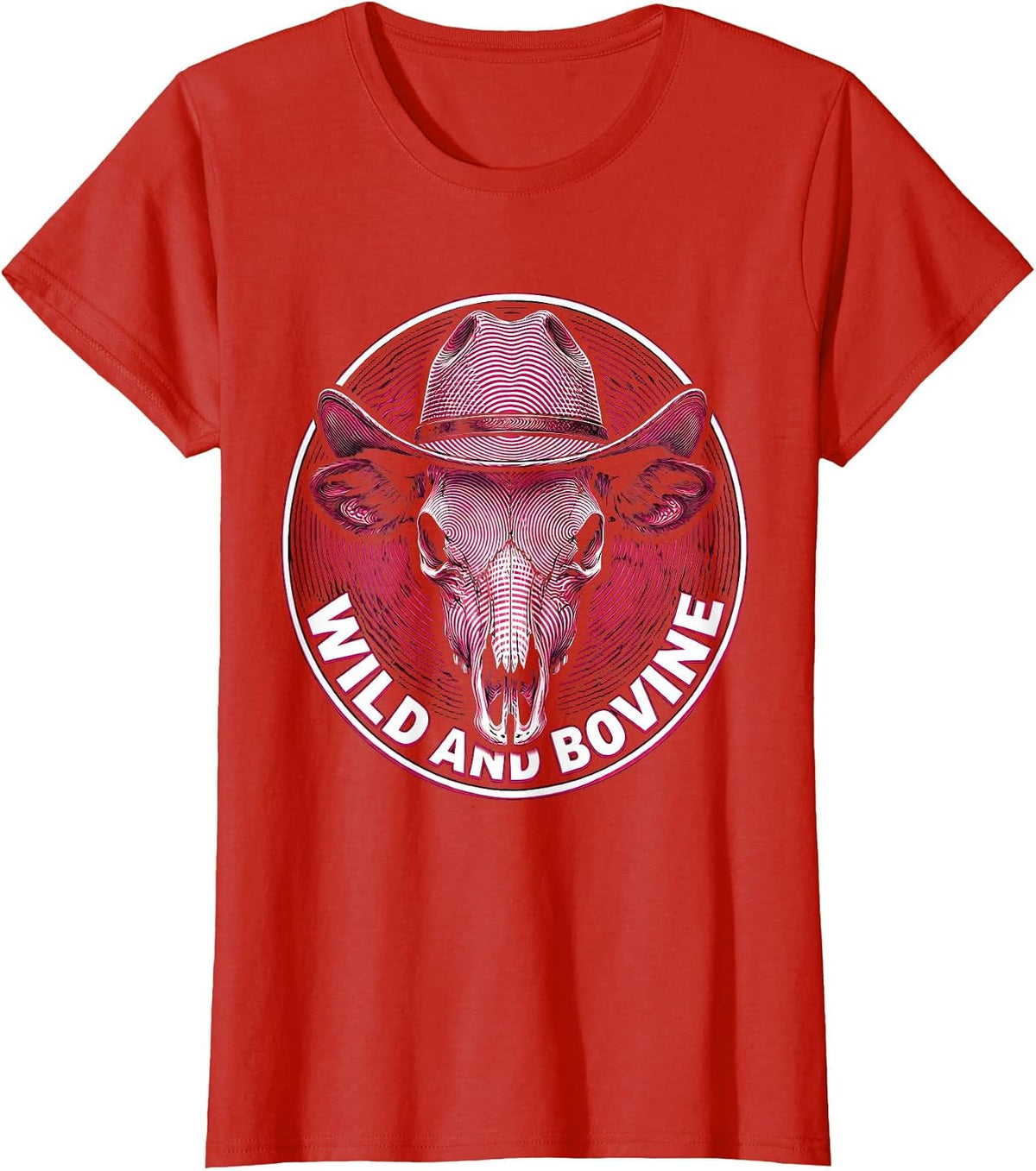 Women's Wild and Bovine Cow Lover Graphic Design T-Shirt - Red