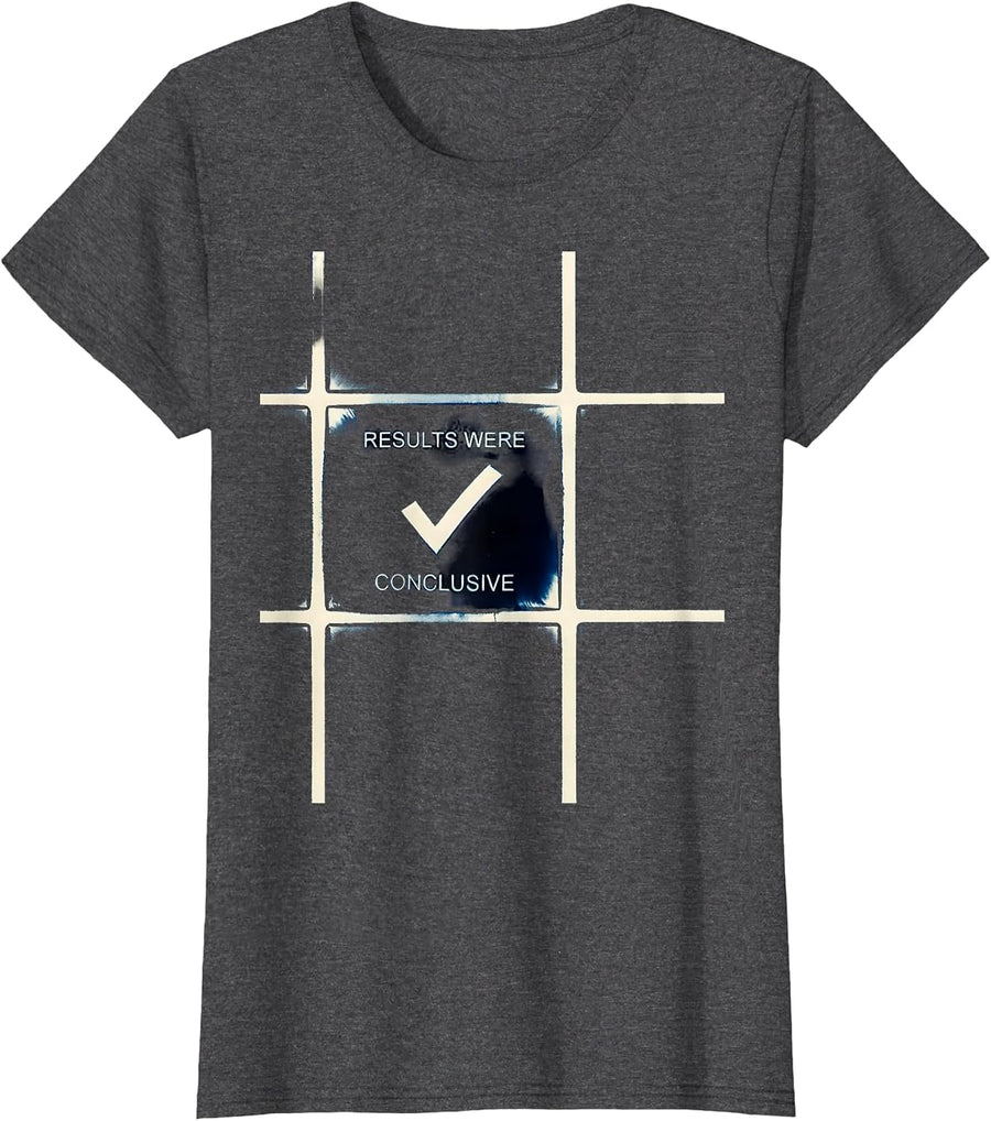Women's Results Were Conclusive Funny Periodic Table Chemistry T-Shirt - Dark Heather Grey