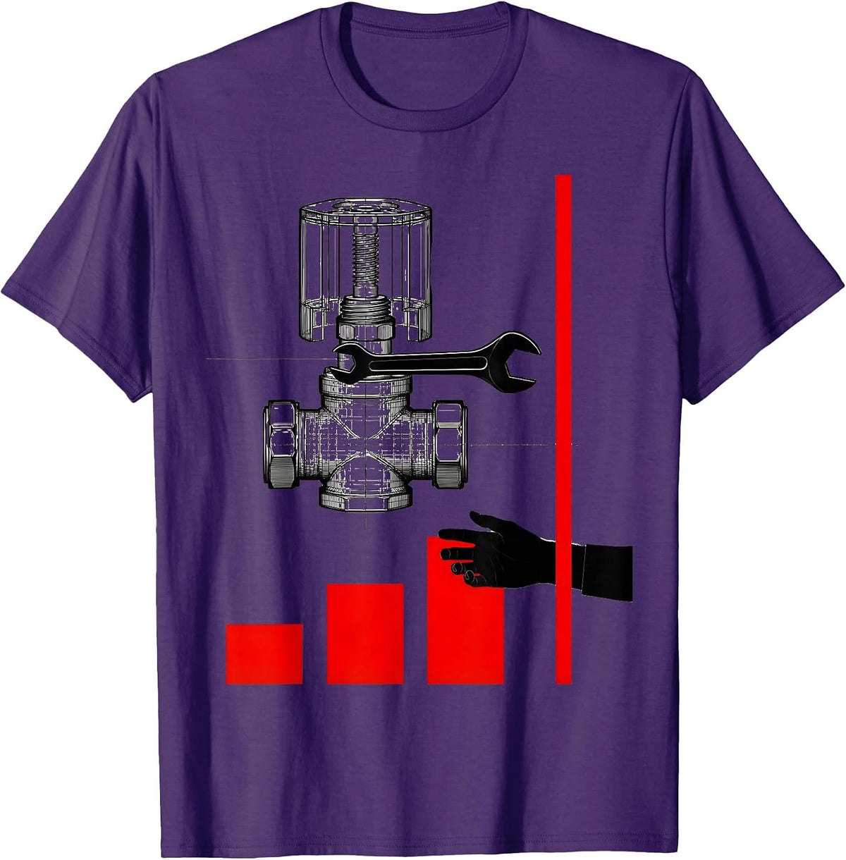 Exploded Valve Plumbing Trade Humor Gift for Plumbers T-Shirt - Purple