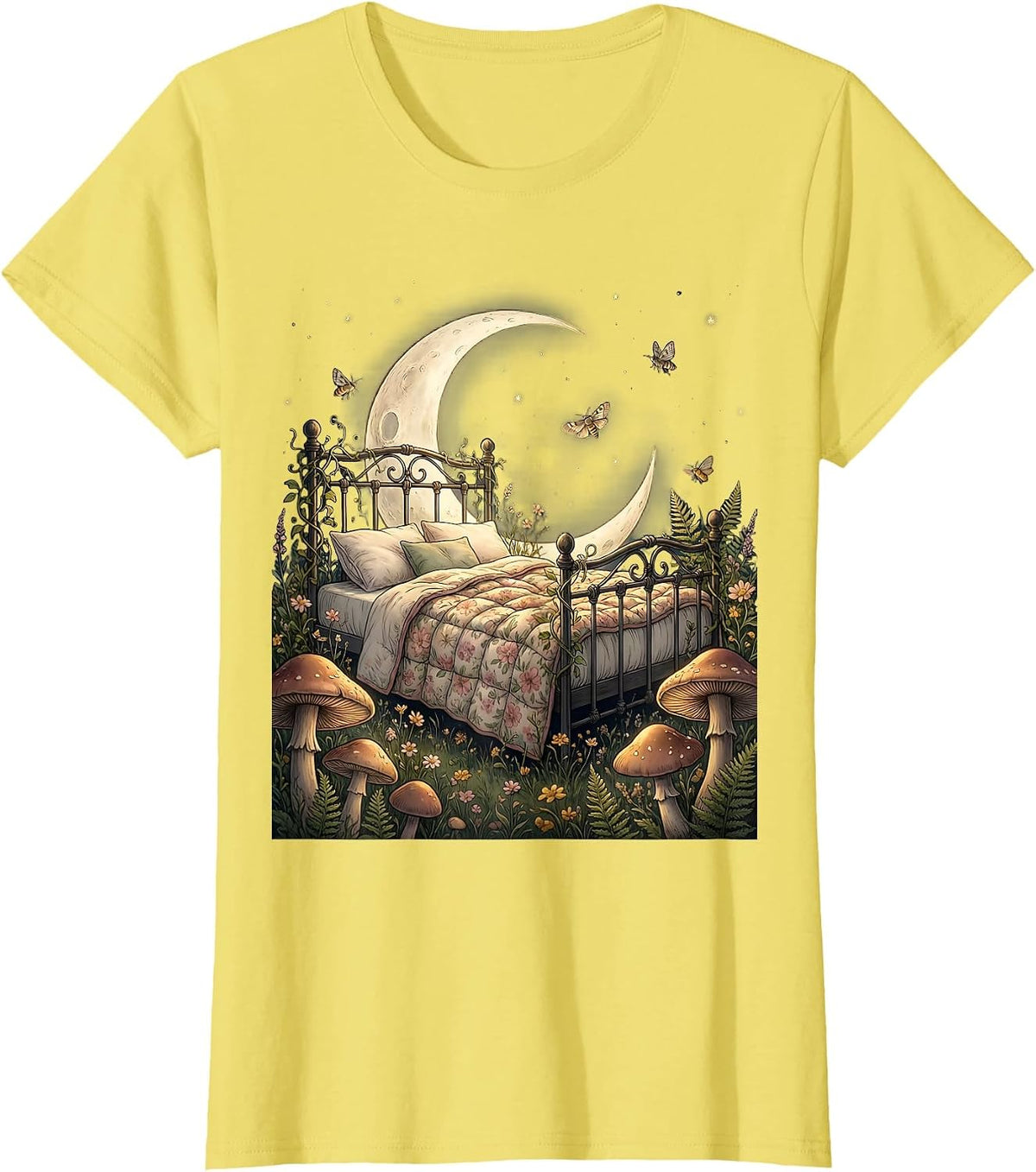 Homebody Stargazer Pajama Night Sky Illustration T-Shirt - Lemon Yellow