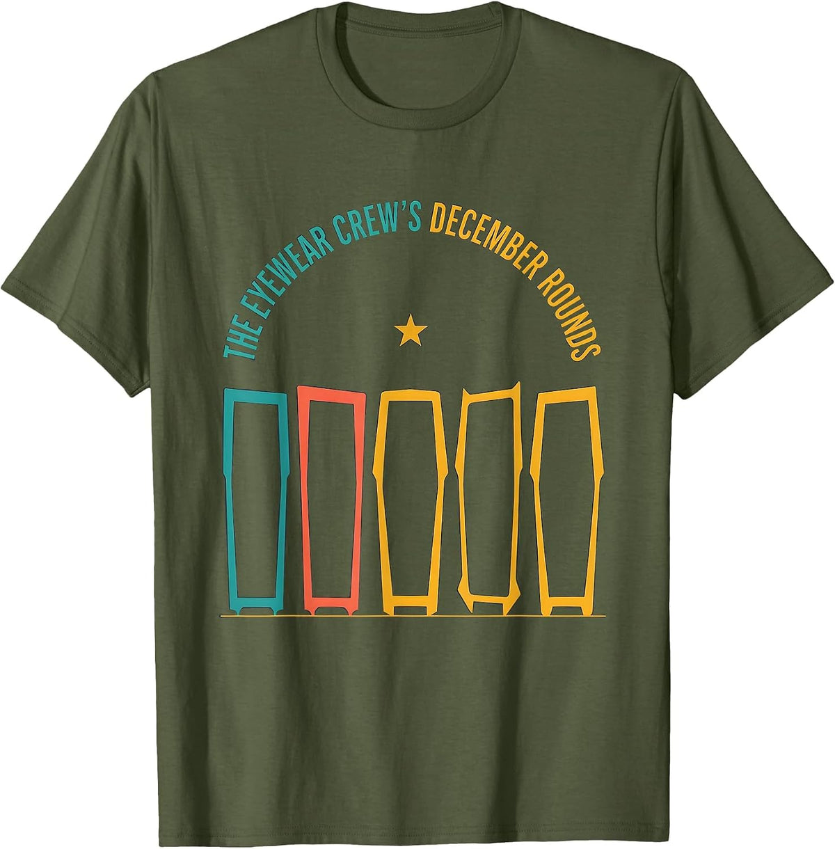 Men's The Eyewear Crew's December Rounds Funny Optometrist T-Shirt - Olive Green