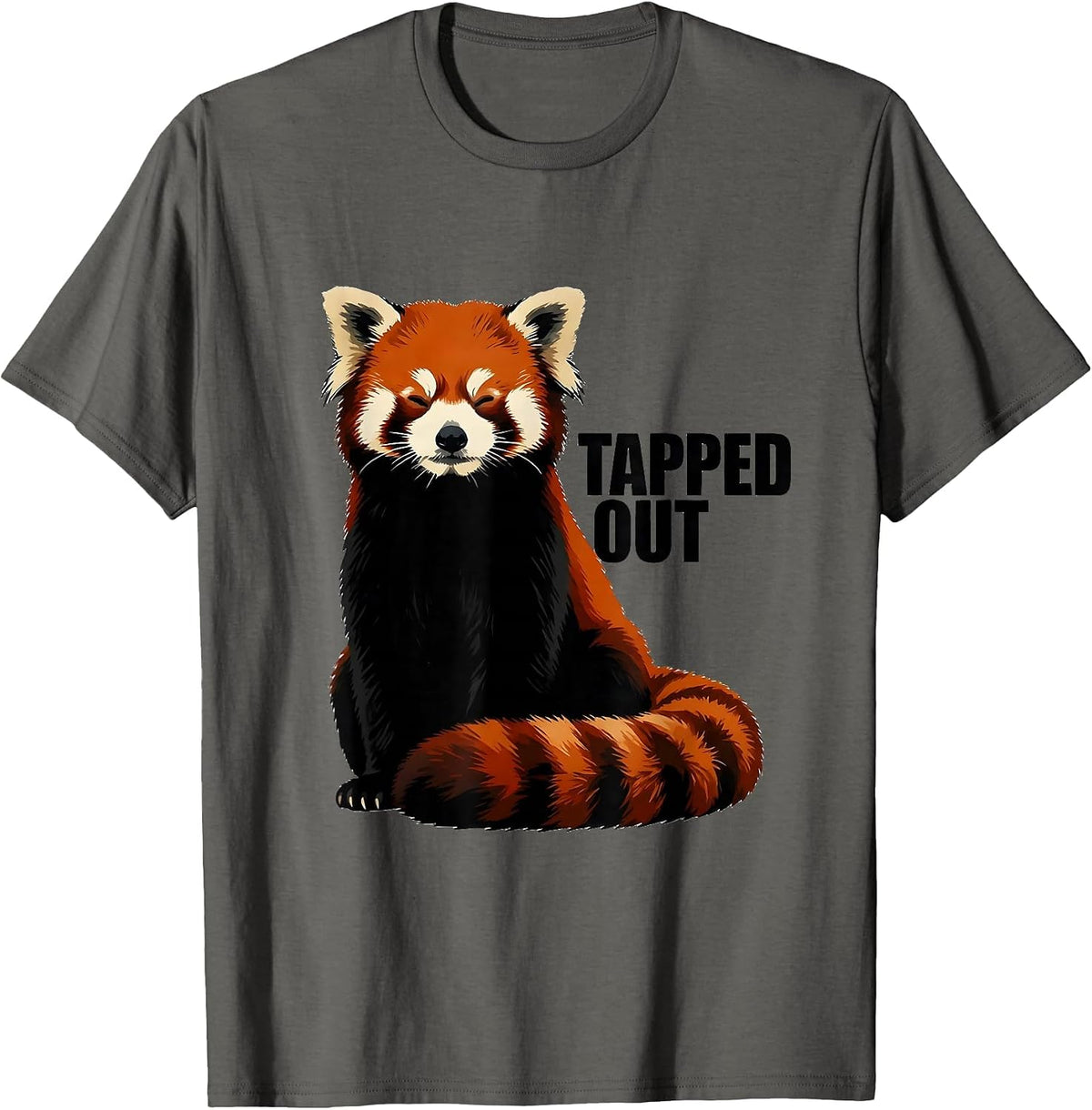 Tapped Out Minimalist Red Panda Animal Lover Gift T-Shirt - Asphalt Grey