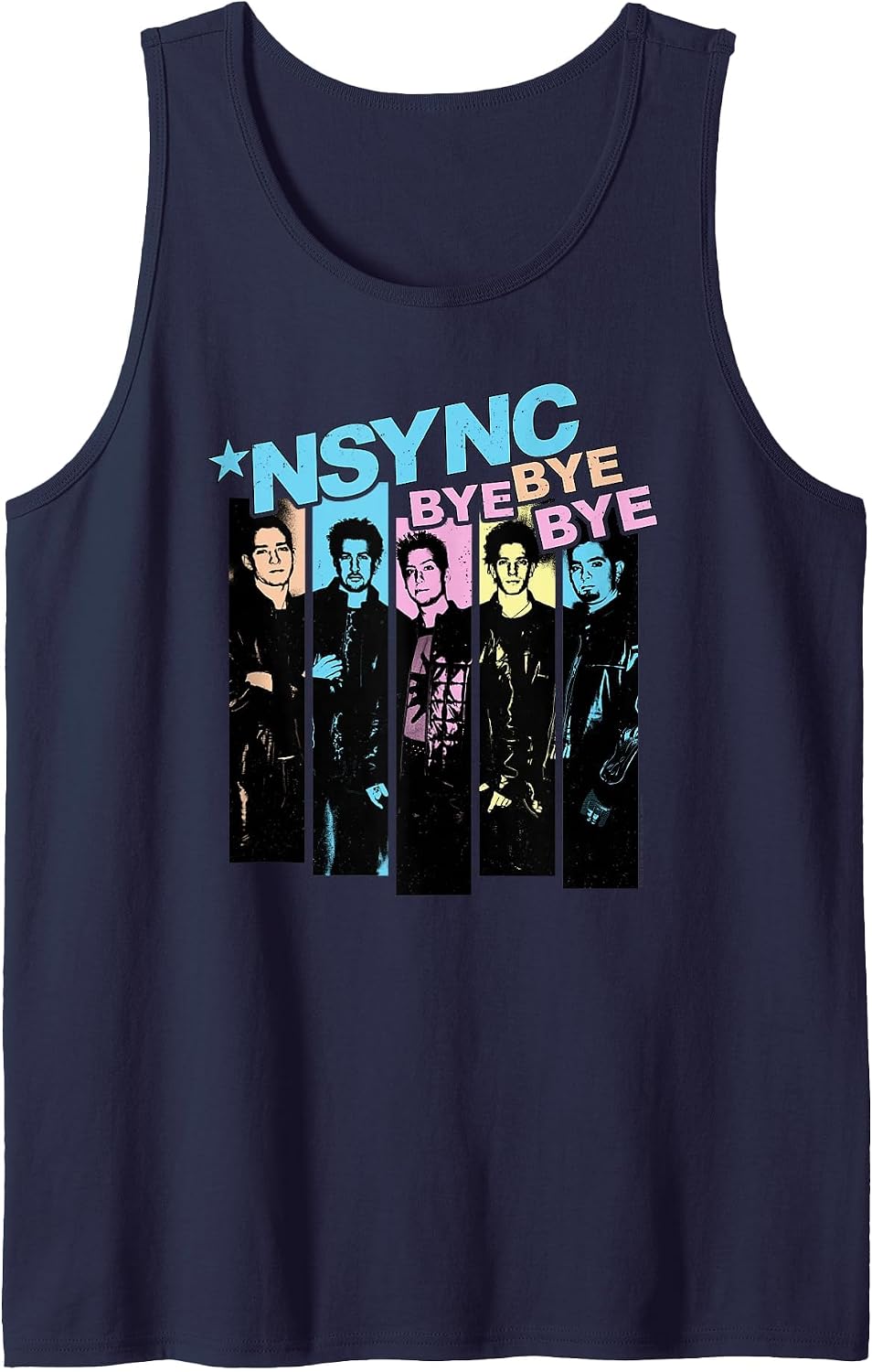NSYNC Official Neon Bye Bye Bye Tank Top - Navy Blue