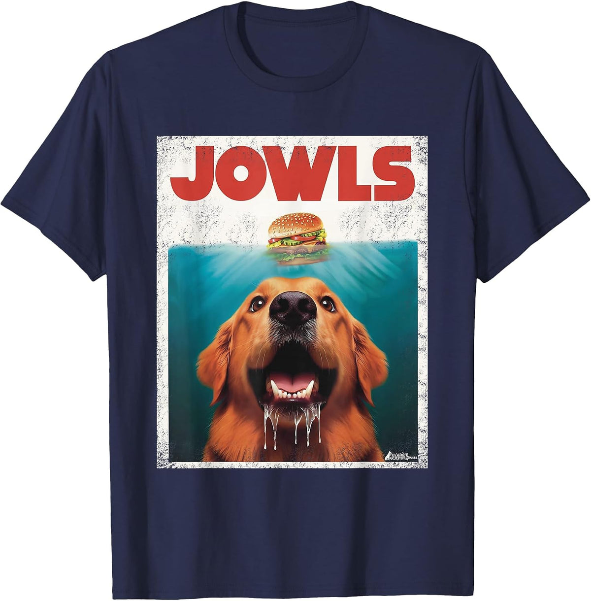 Funny Golden Retriever Rusty Goldie Jowls, Burger Dog Mom T-Shirt - Navy Blue