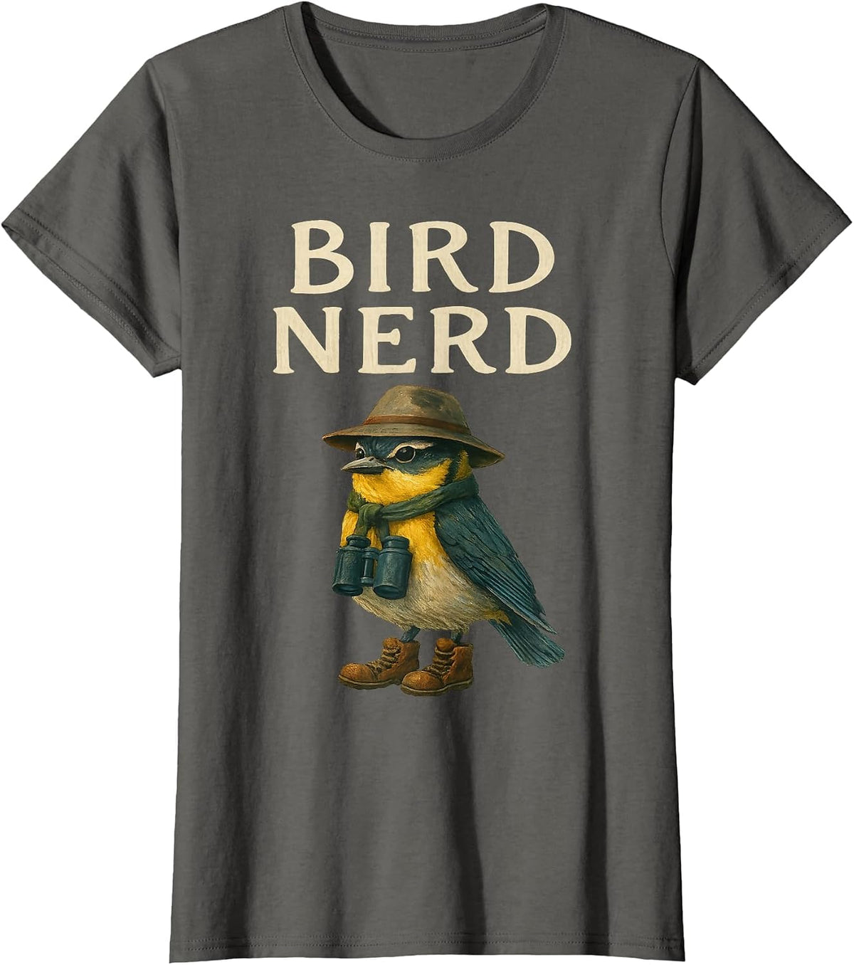 Bird Nerd Birding Bird Watching Watcher T-Shirt - Asphalt Grey
