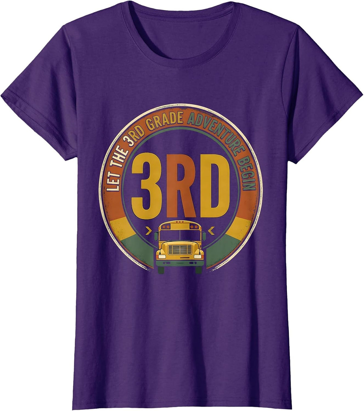 Women's Let The 3rd Grade Adventure Begin Vintage Teacher Team Back T-Shirt - Purple