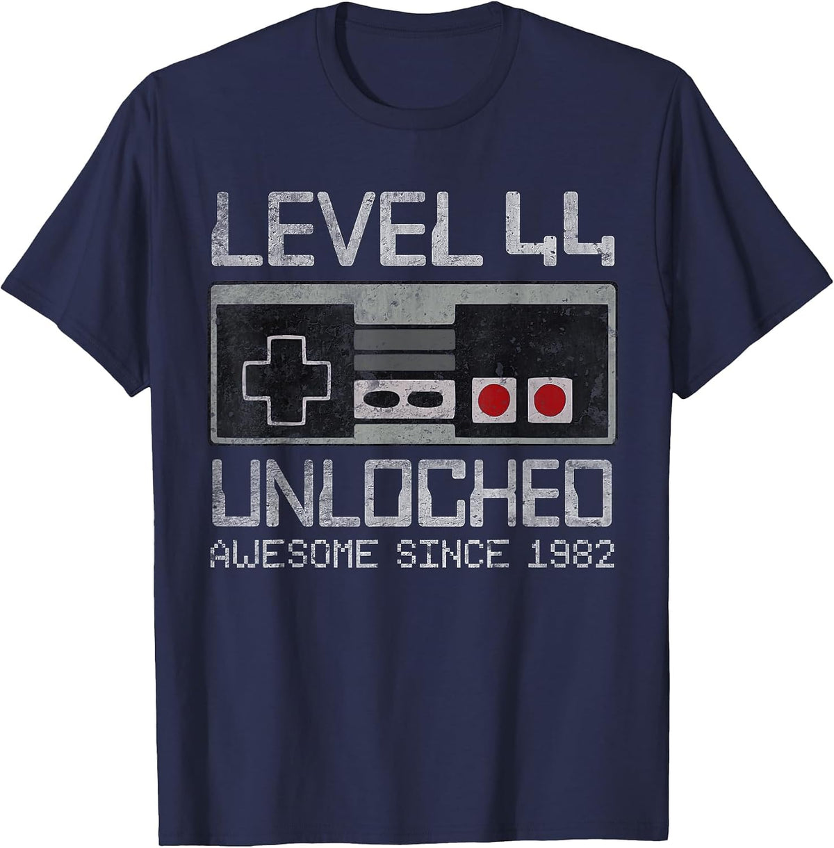 Level 44 Unlocked 44th Birthday 44 Year Old Video Gamer Men T-Shirt - Navy Blue