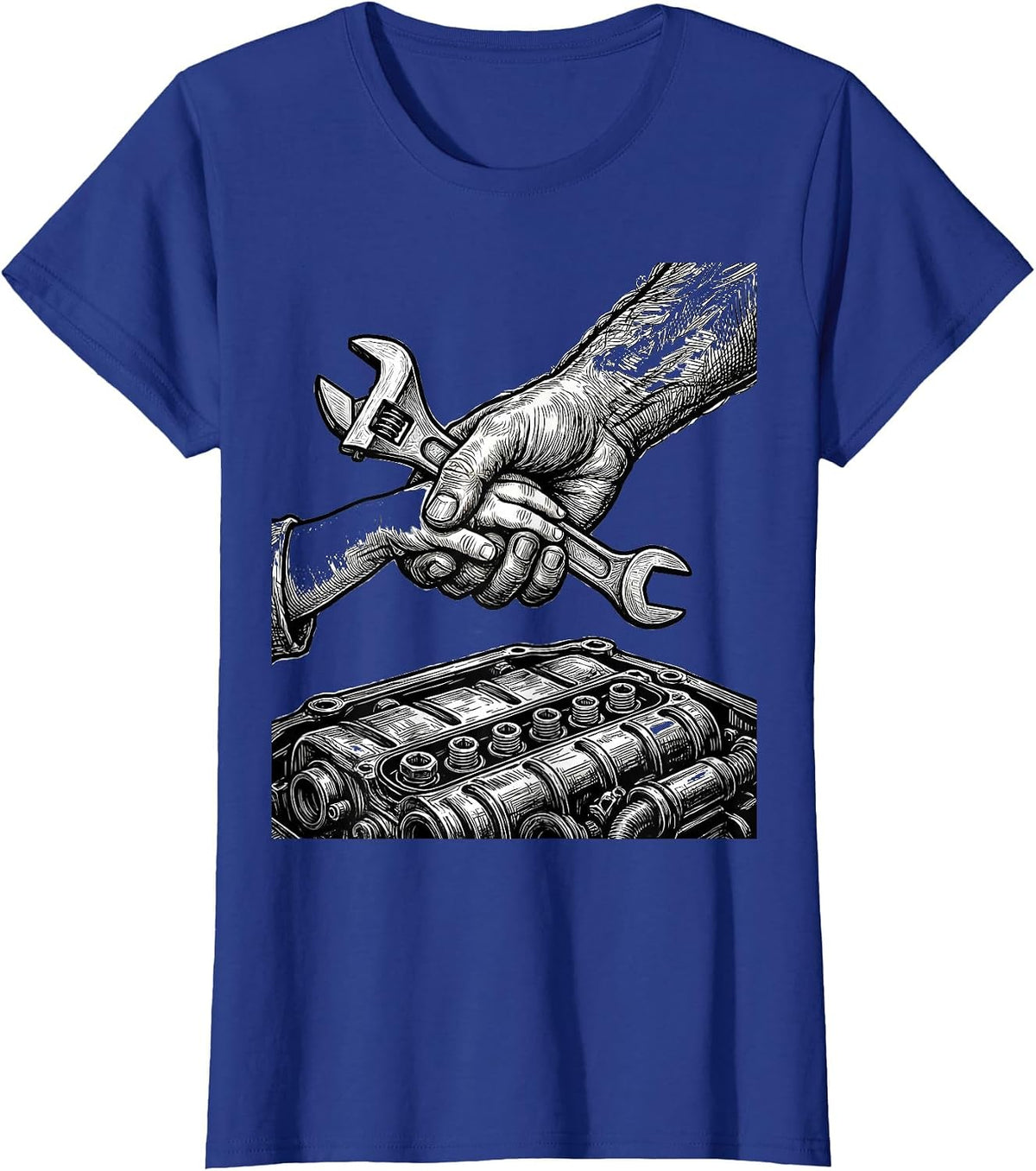 Women's Teach Kids to Change Oil Graphic Tee T-Shirt - Royal Blue
