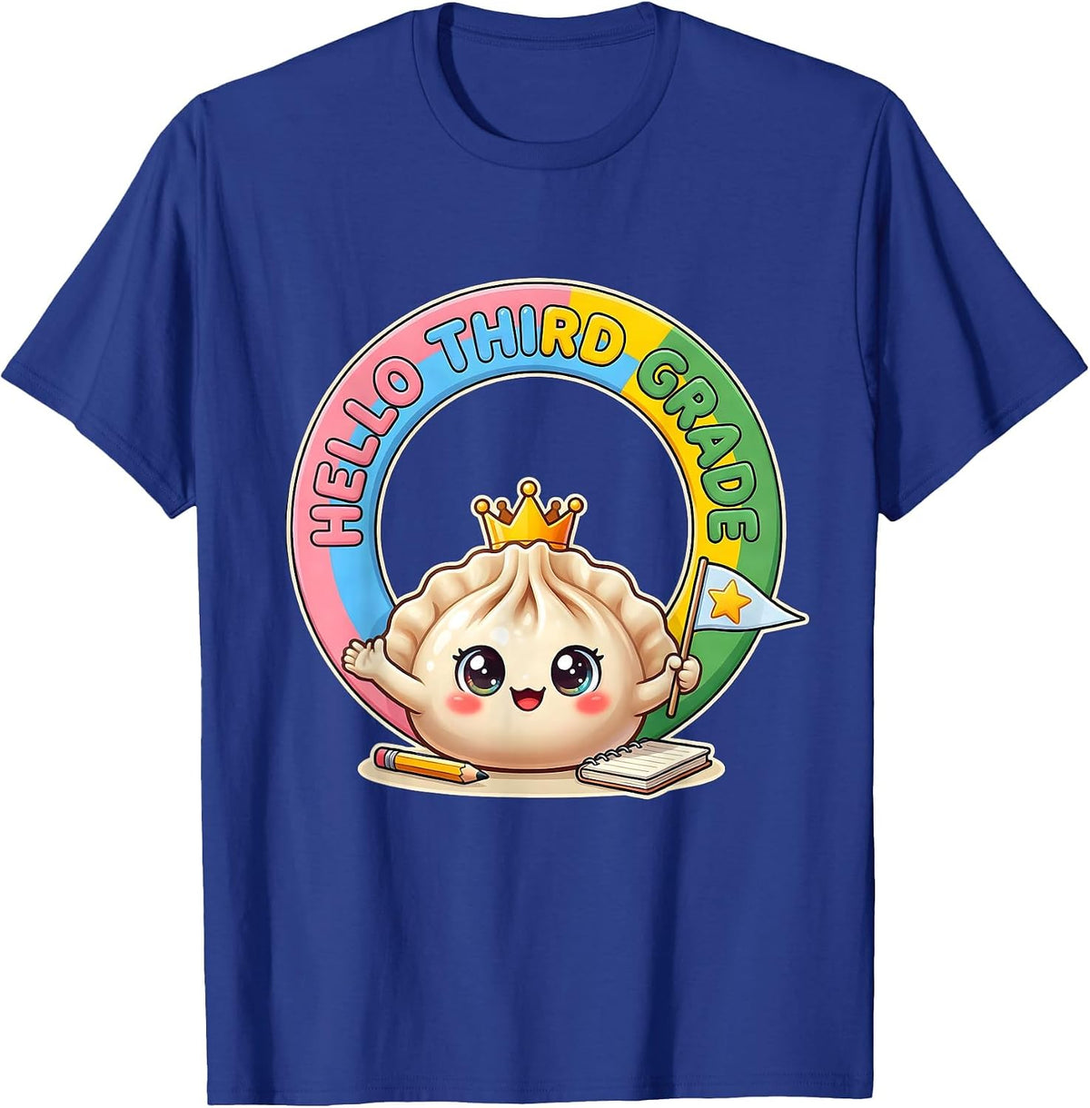 Hello Third Grade Cute Dumpling Back to School Girl Teacher T-Shirt - Royal Blue