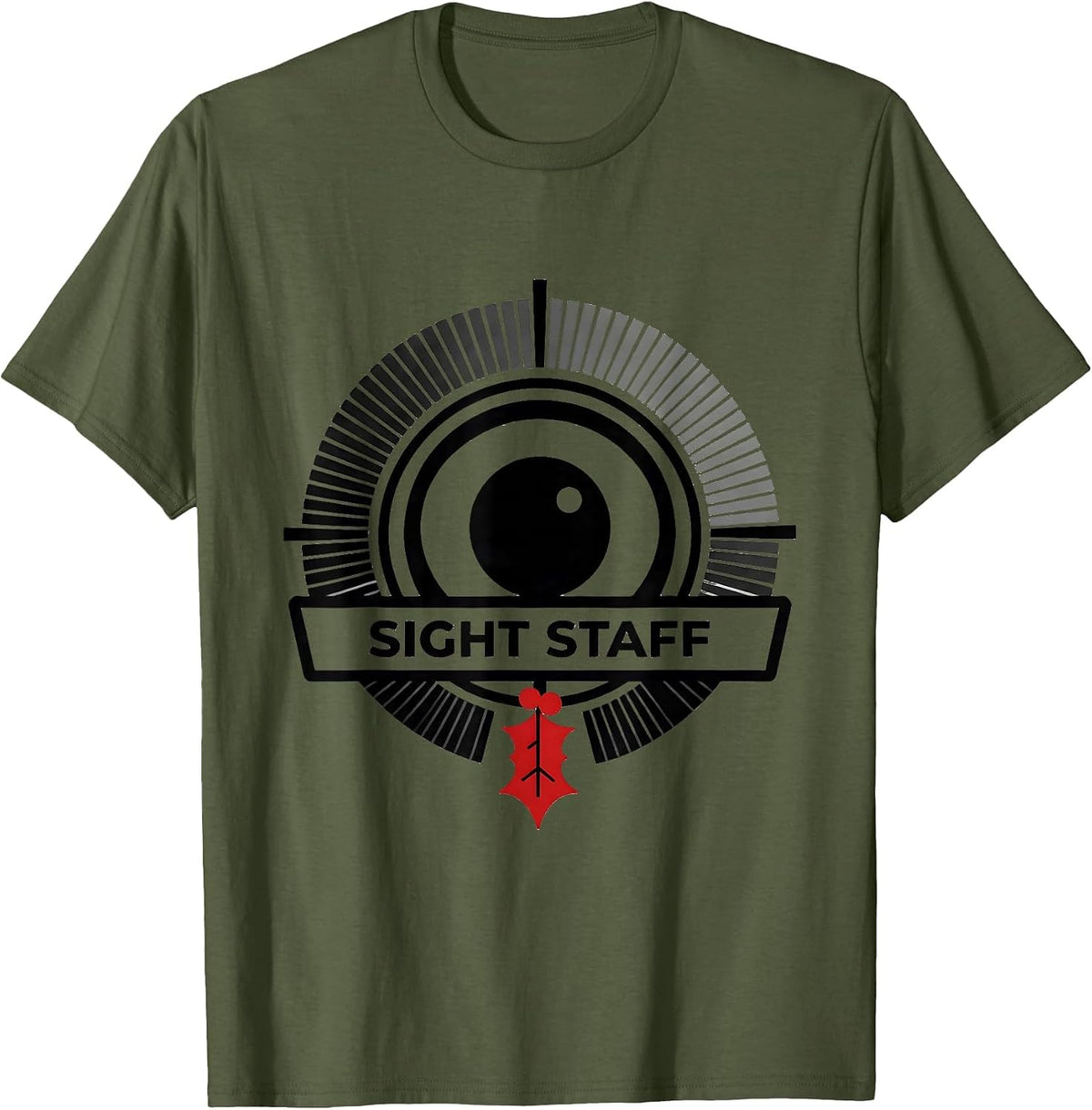 Men's Sight Staff Emblem Funny Optometrist Eye Doctor Christmas T-Shirt - Olive Green