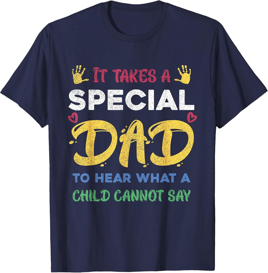 Fathers Day It Takes A Special Dad Autism Awareness T-Shirt - Navy Blue